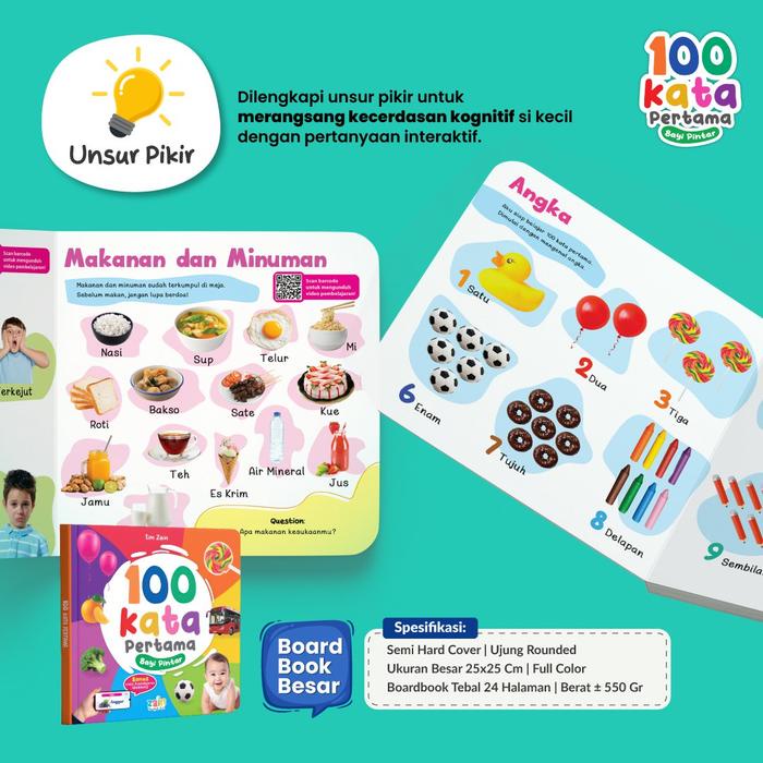 

Promo (Ready Stock) - 100 Kata Pertama Bayi Pintar - Boardbook Anak Usia 1 Th+ Buku Bayi 0 Sampai 6