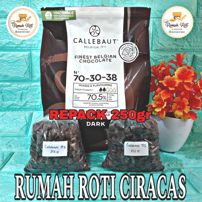 

READY STOK CALLEBAUT REPACK 250GR DARK COKELAT CHOCOLATE 70.5% CHOCO GR COUVERTURE READYY