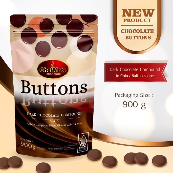 

SALE TERHOTT CHEFMATE BUTTONS 900G COKLAT COMPOUND HITAM BENTUK KOIN DARK CHOCOLATE COMPOUND DCC