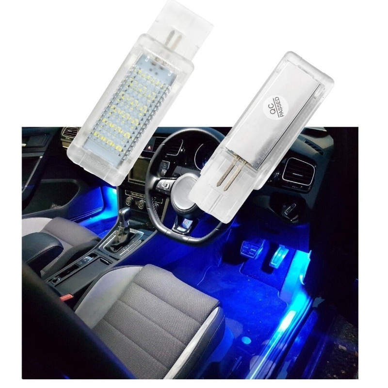 2Pcs For Vw Golf Mk5 Mk6 Mk7 Mk7.5 Gtd Gti R Led Vw Blue Footwell Door Interior Light
