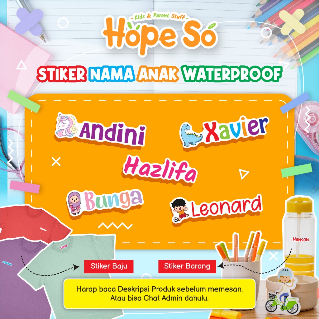 

NEW STIKER NAMA LABEL CUSTOM WATERPROOF - HOPE SO GOOD PRODUK SIAP KIRIM