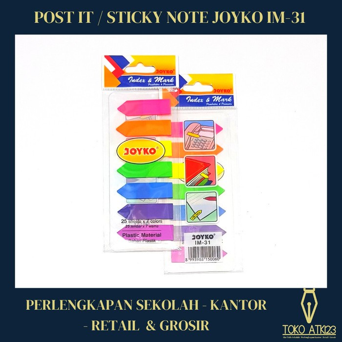 

(BestSeller) Post It / Sticky Note / Sign Here Merk Joyko Plastik IM-31