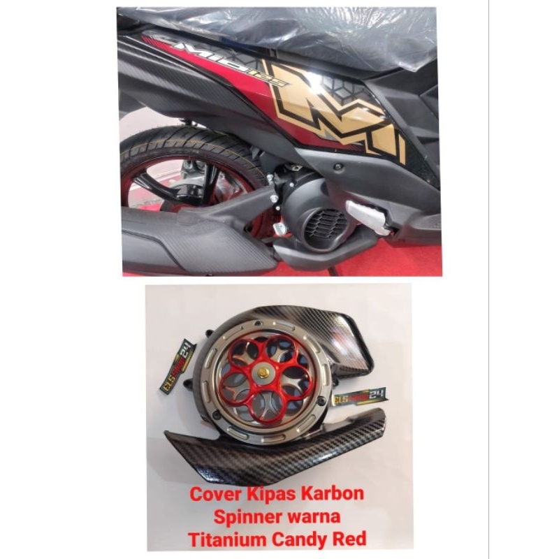 Spinner Cover kipas Mio M3 2024 Mio Z Fino 125cc Xride 125cc (Cover Karbon Spinner warna Titanium)