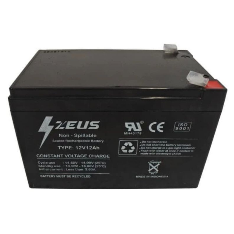 AKI Battery Baterai Aki Sepeda Listrik 12V 12AH 2HR Zeus E-Bike