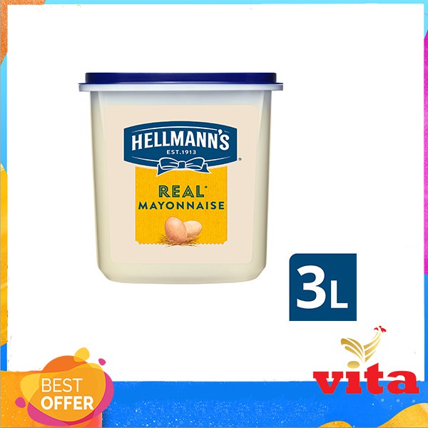 

Mayonais Hellmann's Real Mayonnaise Tub 3L