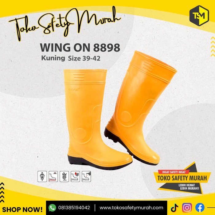 SEPATU BOOT WING ON KARET KUNING TINGGI