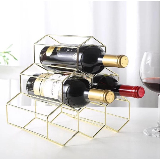 Menarik Wine Gold Rack / Nordic Wine Bottle Rack / Rak Botol Wine / Rak Botol