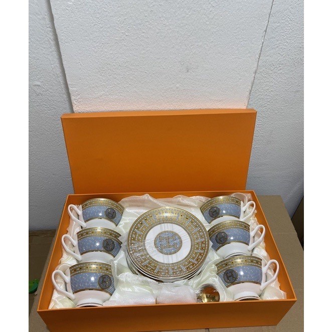 Terpopuler Luxury Gift Hermes Tea Mug 18Pcs Set / Set Gelas Hadiah Hermes Mewah