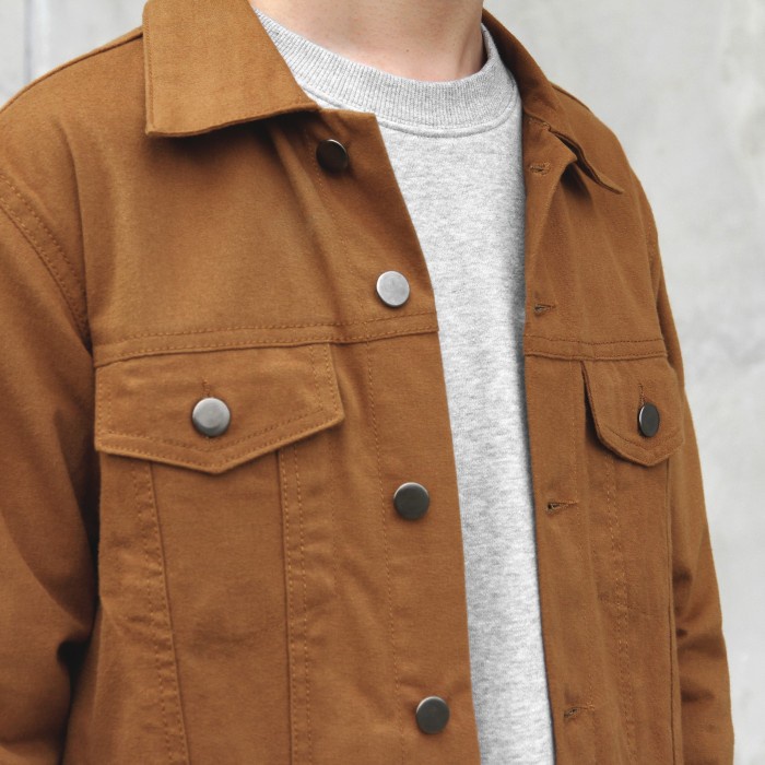 Arthur Suede Trucker Jacket Caramel Brown Terlaris
