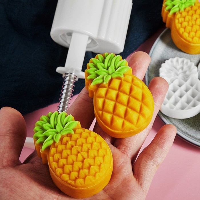 Cetakan Nastar Taiwan Nanas 3D Plunger 50gr Nenas Mooncake Kue Bulan