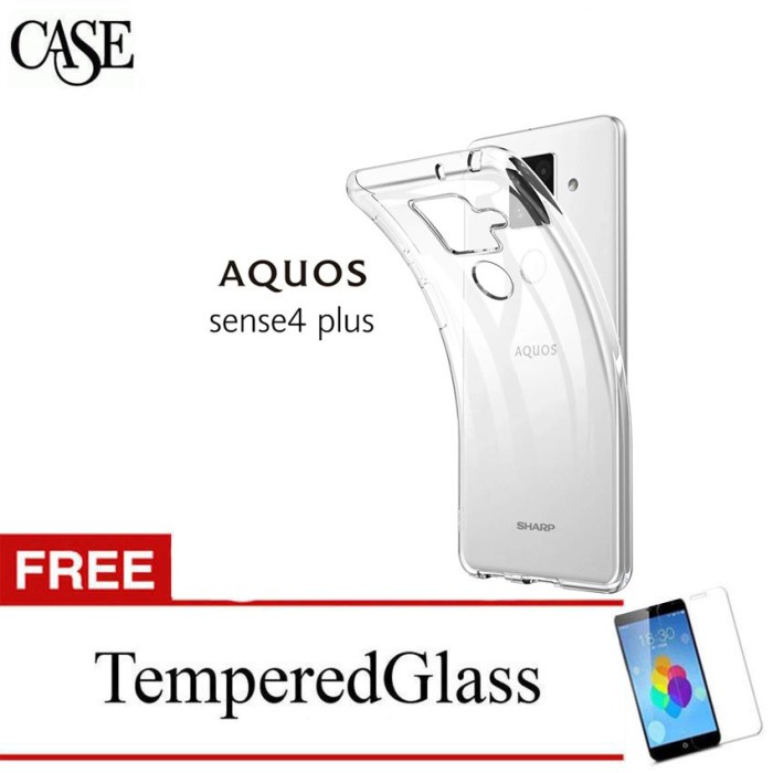 Clear Soft Case for Sharp Aquos Sense 4 Plus-SH-S40P-6.7" - Temp Glass