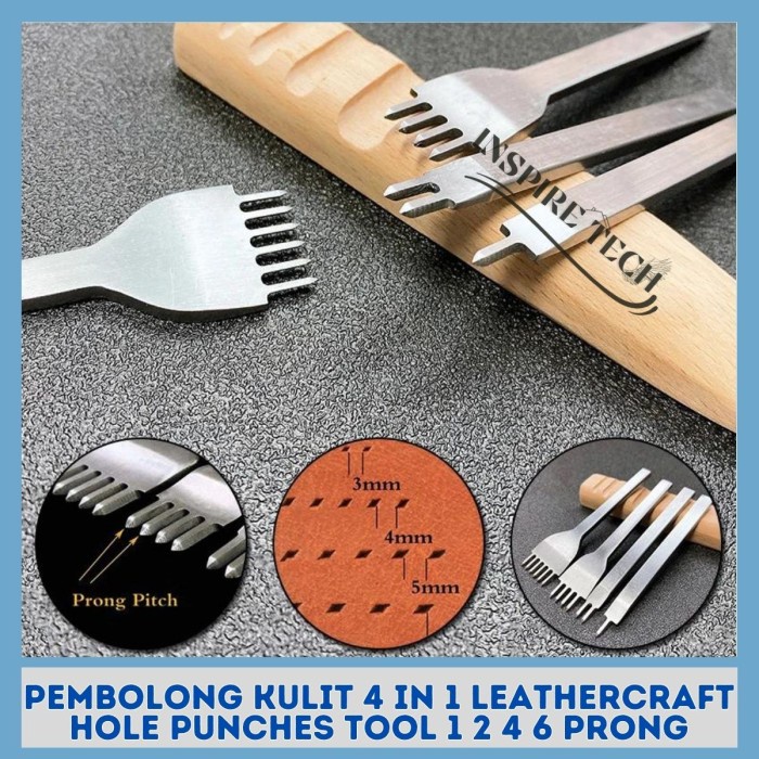 

Jual [READY] Pembolong Kulit 4 in 1 Leathercraft Hole Punches Tool 1 2 4 6 Prong