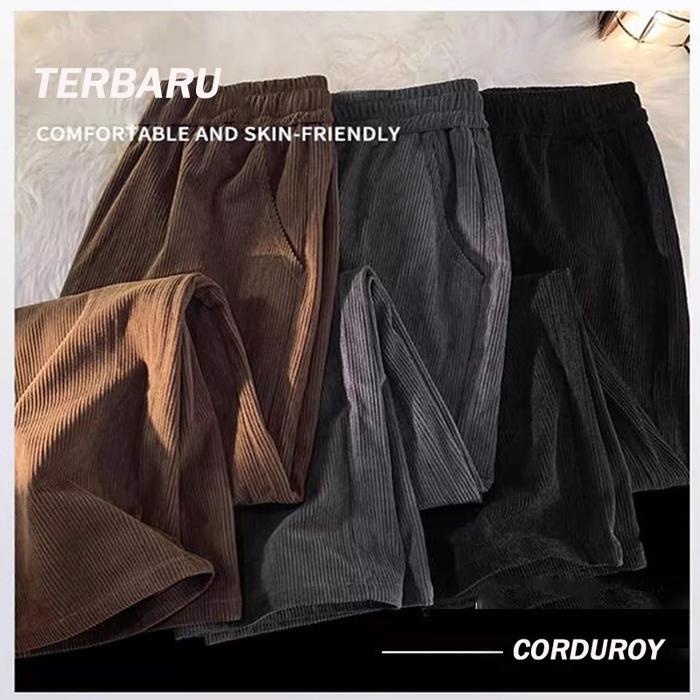New Celana Corduroy Pria Celana Cargo Corduroy Pria Celana Korea Celana Kasual Hitam Casual Model