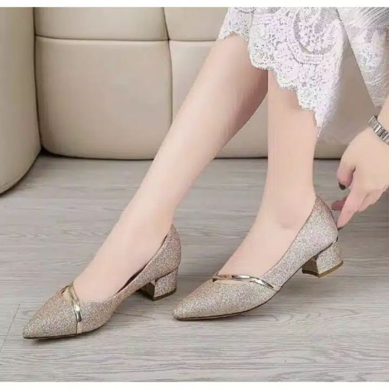 Heels Sandal Kondangan Wanita Jinjit Korea Style Sendal Wisuda Haklancip High Hels Pesta Highhils Ce