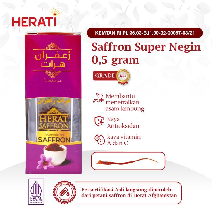 

Herat Saffron Afghanistan - Super Negin [0,5 gram] - Rempah Alami Herbal - Safron Halal Bahan
