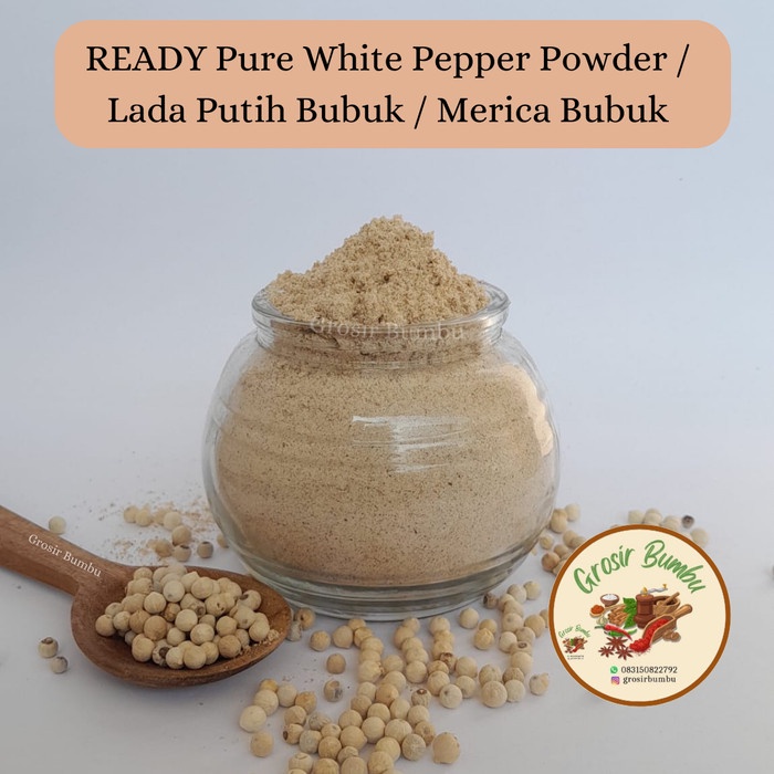 

READY Pure White Pepper Powder 1kg / Lada Putih Bubuk / Merica Bubuk
