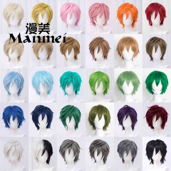 PREMIUM PART 1 : WIG COSPLAY MANMEI BASE COWOK/PRIA 30CM LURUS BANYAK WARNA