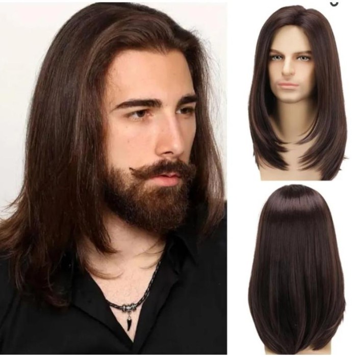 PREMIUM Wig Pria Panjang Wig Pria Korean Style Wig Lurus Panjang