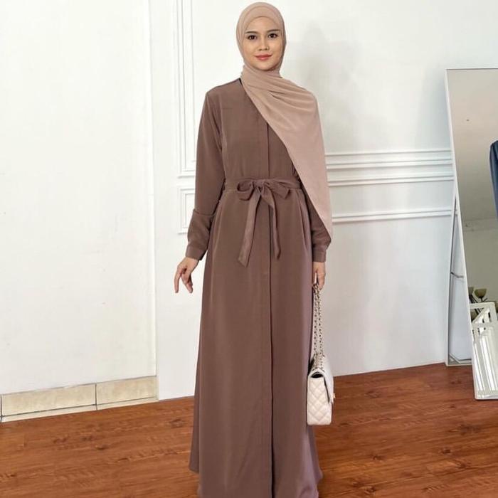 New Elmiza - Kinan Dress Bahan Premium Beverly Lux Simple Elegan Dress Muslim Wanita Polos Kekinian
