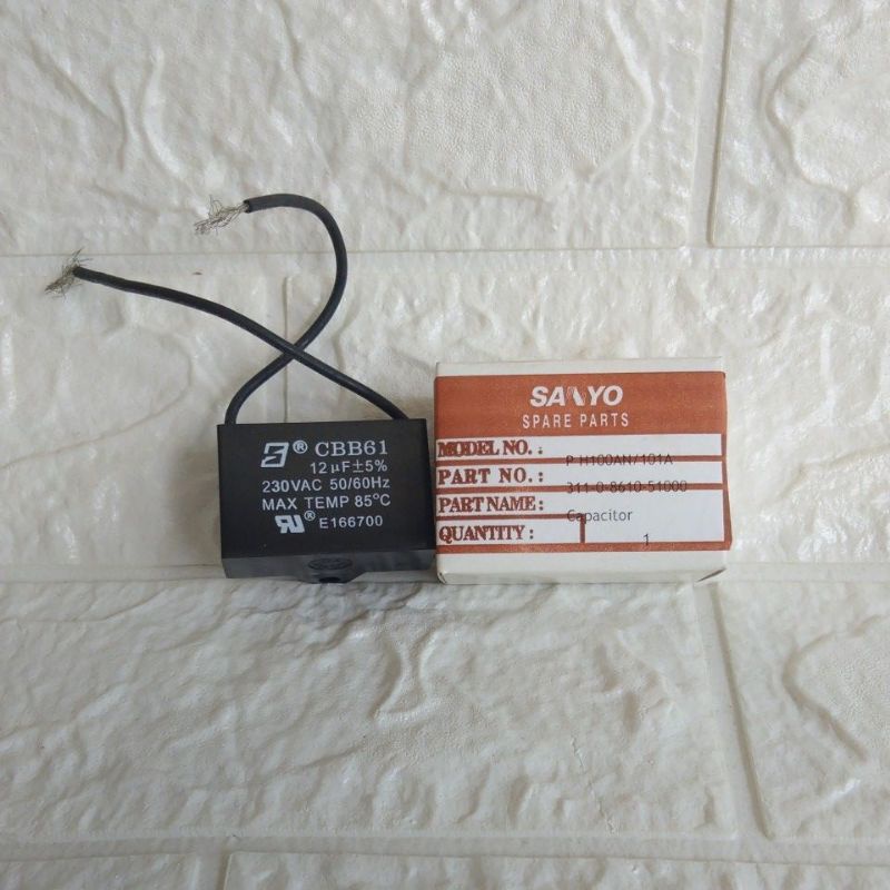CAPACITOR 12UF/MIKRO POMPA AIR SANYO TYPE P-H100AN/101A ORIGINAL AY0
