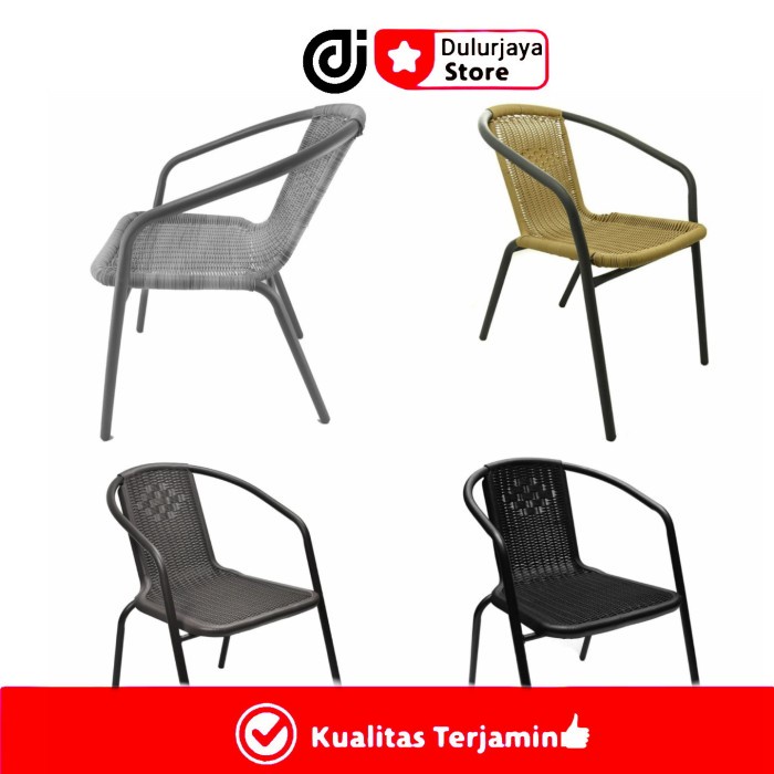 Terbaru Kursi Teras 1 Pcs/Kursi Taman 1 Pcs/Kursi Besi Motif Rotan 1 Pcs