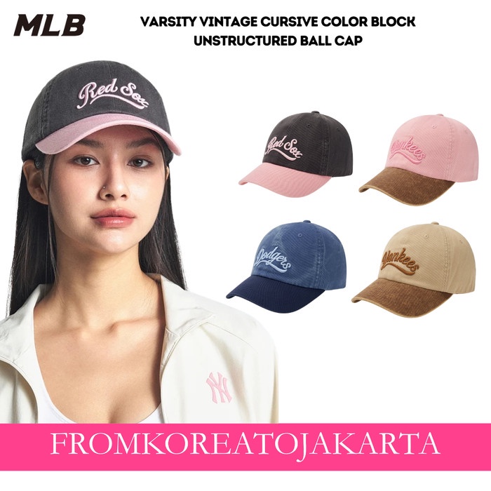 MLB Varsity Vintage Cursive Color Block Unstructured Ball Cap