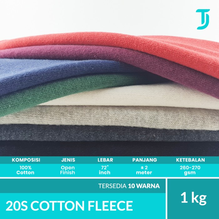 ..... 20S Cotton Fleece Kain Bahan Hoodie Semua Warna 1 Kg Kain Saja