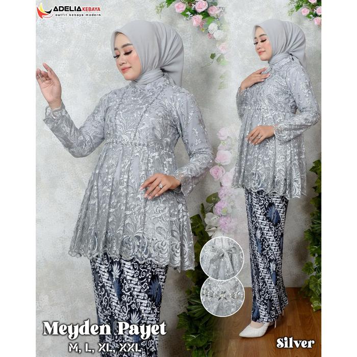 Kebaya Semi Tunik Mayden Payet Adelia Motif Bunga - Terlaris - Katun, Remaja Promo