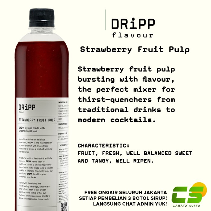 

Dripp Sirup / Syrup - Strawberry Fruit Pulp (Sirup Bubur Buah) 760 ml
