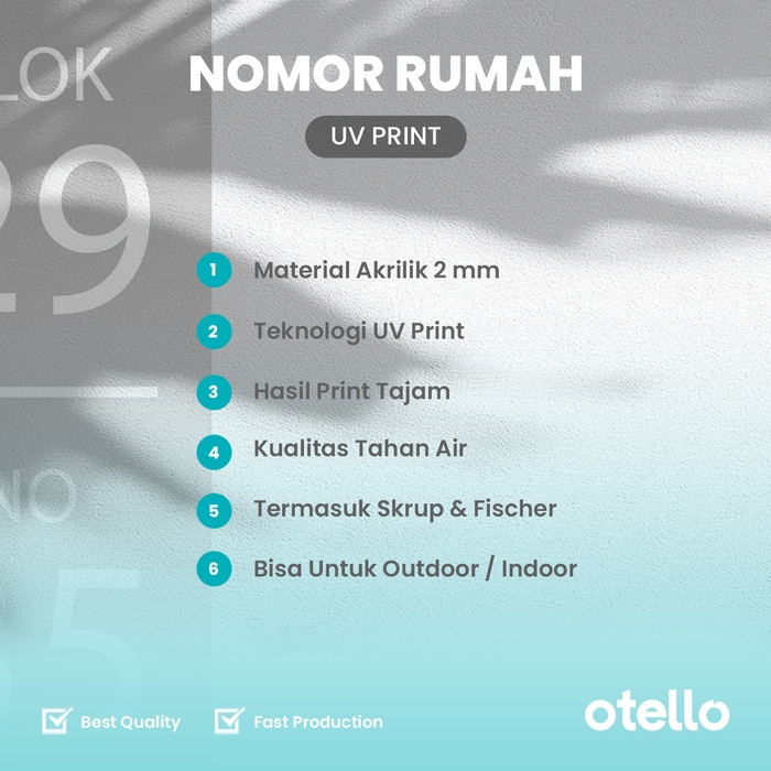 

BERMUTU Custom Nomor Rumah Acrylic UV Print Papan Alamat Akrilik Minimalist
