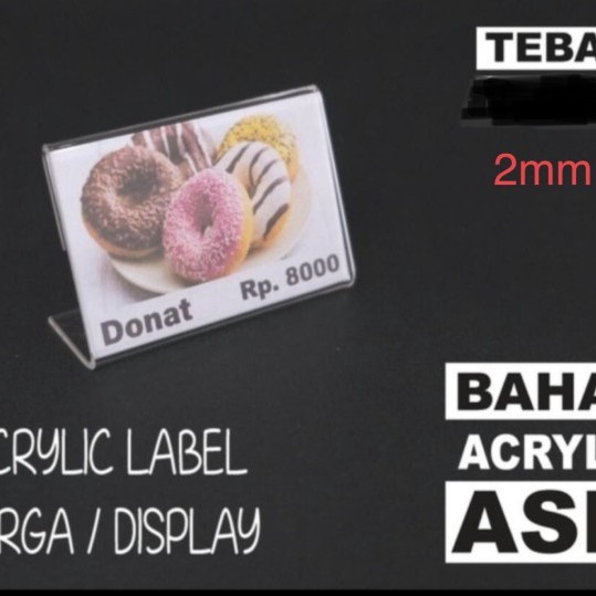 

PRODUK TERBATAS Name/price tag/Label Display/stand Acrylic/akrilik model L. 4x6 cm