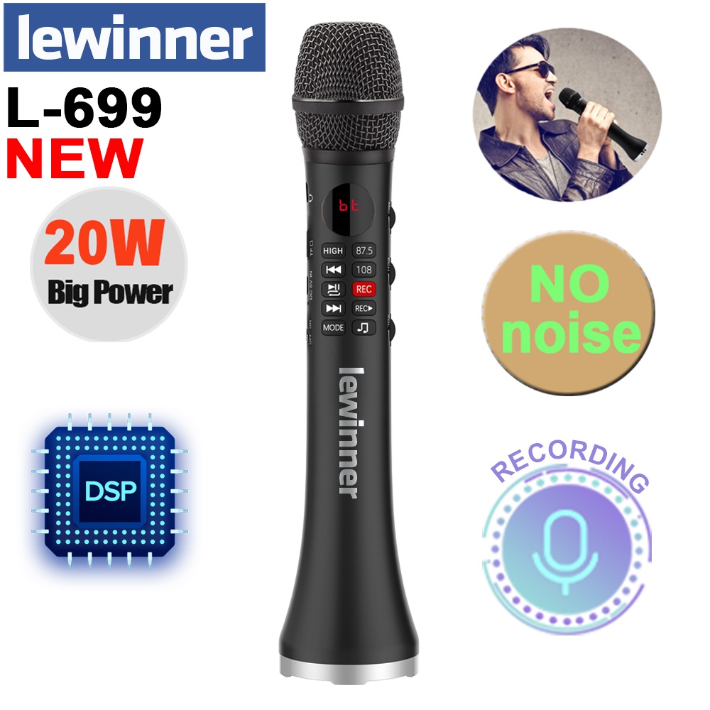 Lewinner L-699 Professional Karaoke Microphone Wireless Speaker Portable Bluetooth Microphone For