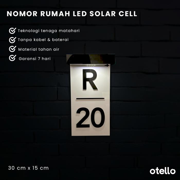 

DISKON Otello Nomor Rumah Acrylic LED Solar Cell Tahan Air Tanpa Baterai Tanpa Kabel Papan Rumah