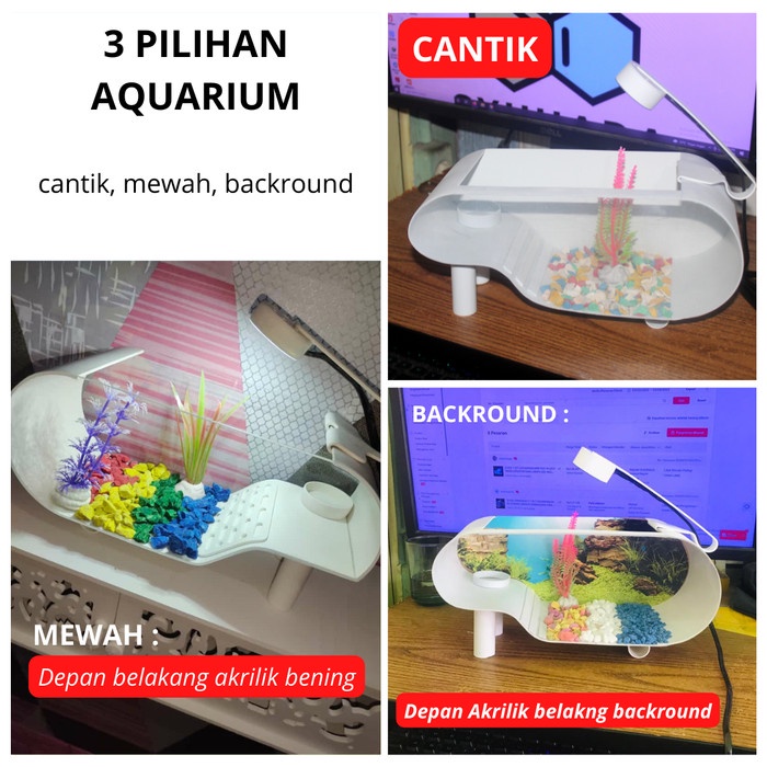 

BIG SALE [COD] 1SET AQUARIUM KURA-KURA CUPANG MINI AKRILIK PIPA PVC AERATOR LED