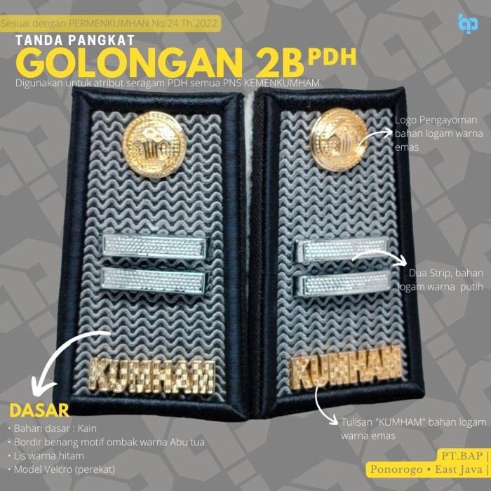 JTTOP" TANDA PANGKAT PDH KEMENKUMHAM GOLONGAN 2B ( IIB )