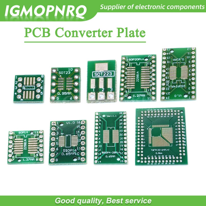10Pcs Pcb Board Sop8 Sop14 Sop16 Sop20 Sop24 Sop28 Qfp Fqfp Tqfp Turn To Dip Adapter Converter Plate
