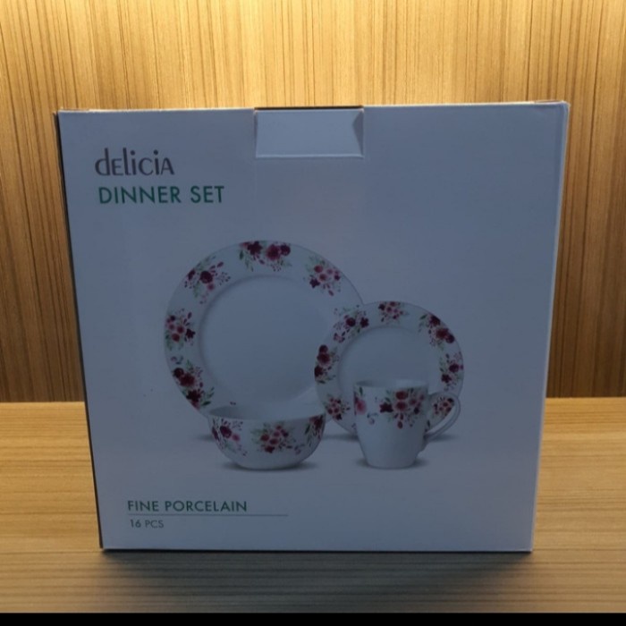 Delicia Dinner set Porcelain 16 pcs motif bunga