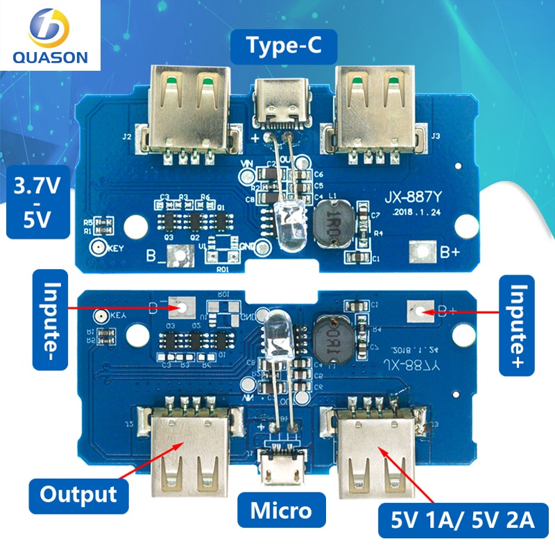 18650 Dual Micro Usb 3.7V To 5V 2A Boost Mobile Power Bank Diy 18650 Lithium Battery Charger Pcb