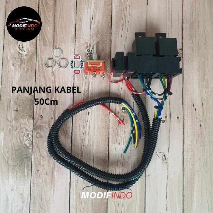 KABEL RELAY SET LAMPU TEMBAK / SOROT / LED MOBIL MOTOR 2 MODE HIGH LOW