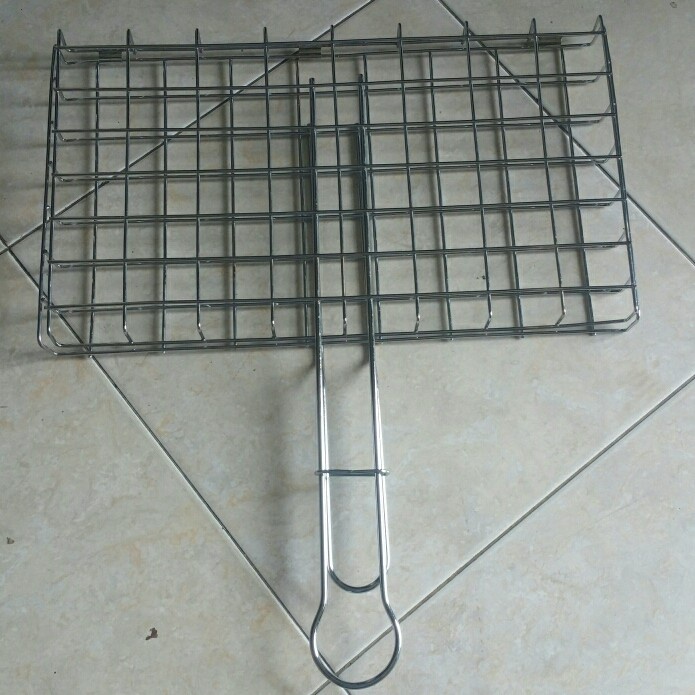 Alat Pemanggang panggangan jepit ikan stainless steel full anti lengket tanpa minyak stainless steel