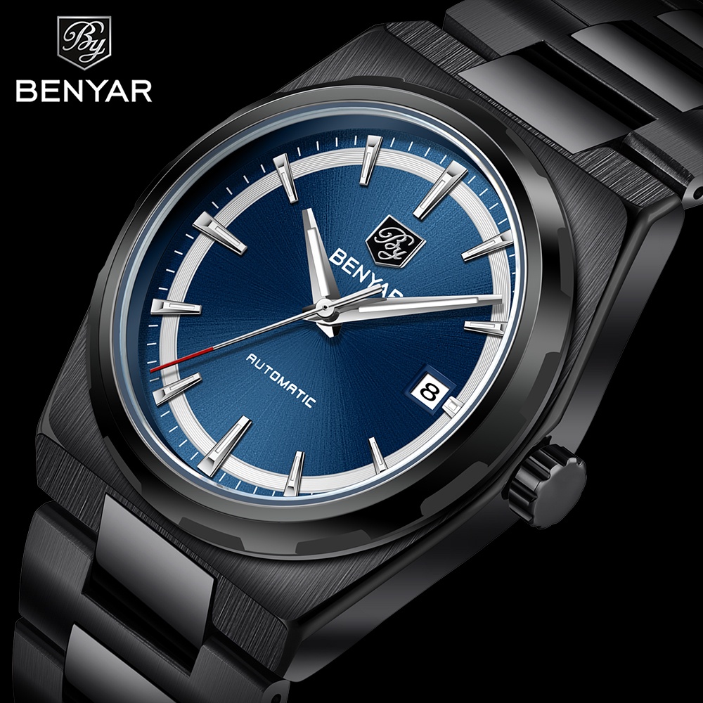 Benyar 2024 New 38Mm Top Brand Men'S Automatic Mechanical Watches Stainless Steel Business 5Bar