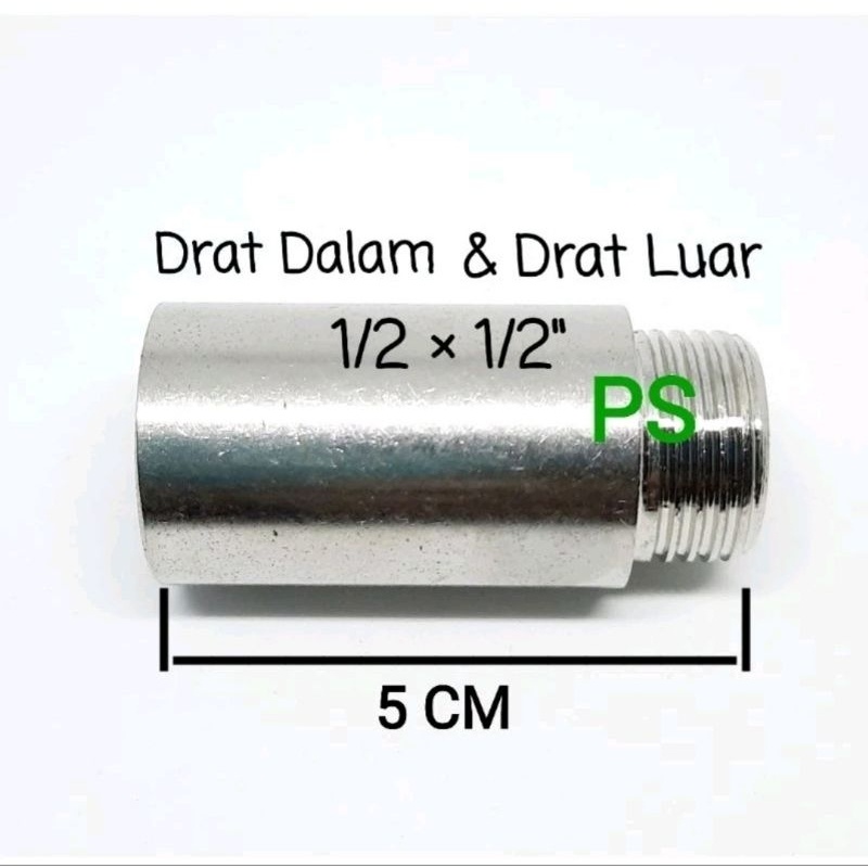 Sock Bulat Panjang drat luar drat dalam/ Sambungan Pipa / Sambungan Keran