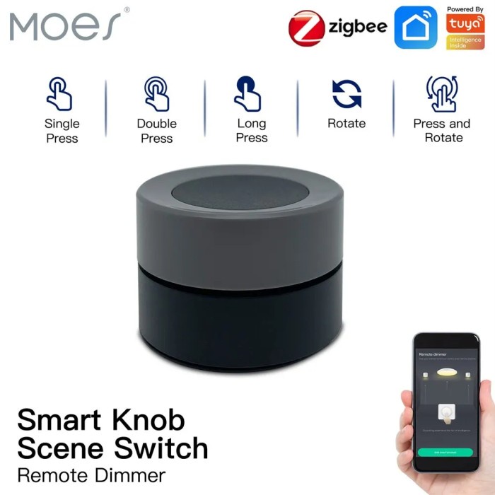 Tuya Zigbee Smart Knob Switch Wireless Scene Switch Button Controller
