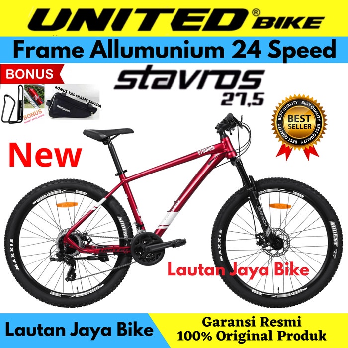 Sepeda Mtb 27,5 United Stavros Frame Alloy 24Speed Shimano #Gratisongkir