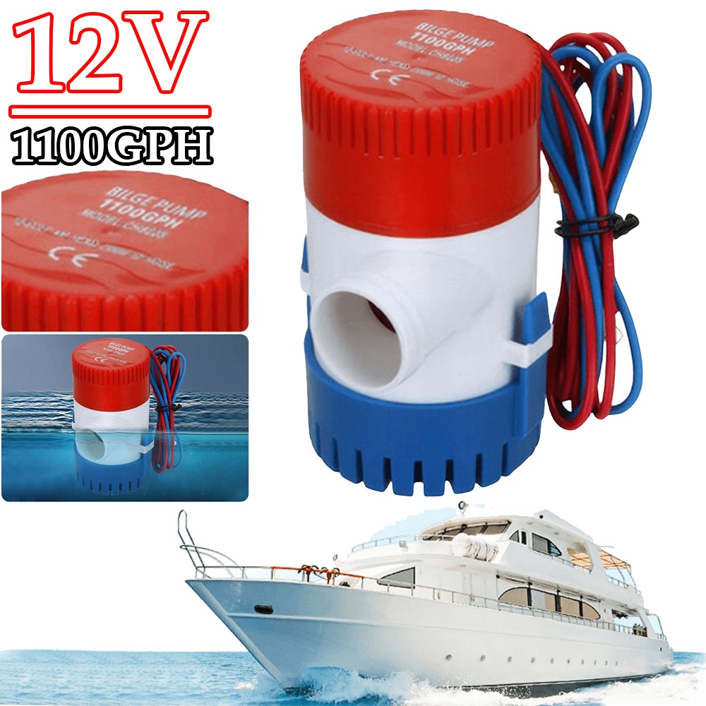 1100GPH Submersible Bilge Pump 12V Submersible Bilge Water Pump Low Noise Marine Electric Bilge Pump