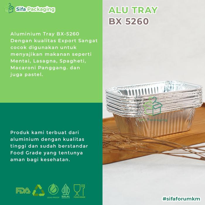 Alumunium Foil Tray BX 5260 Lasagna Macaroni Schotel Klapertart Spaghetti Brulee Roti Brownies Bolu