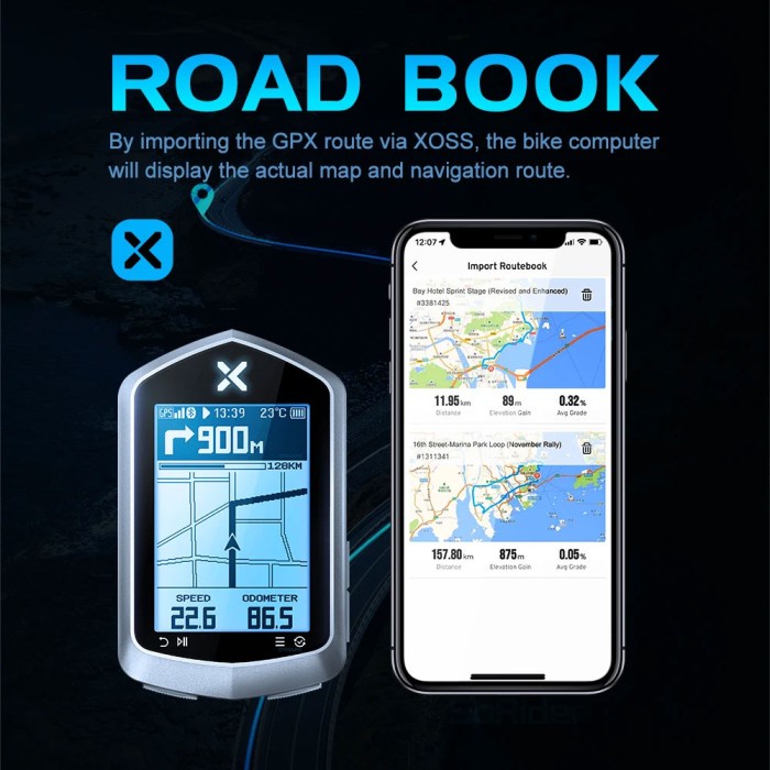 Xoss Nav+ Speedometer Sepeda Smart Gps Support Strava -Gratisongkir