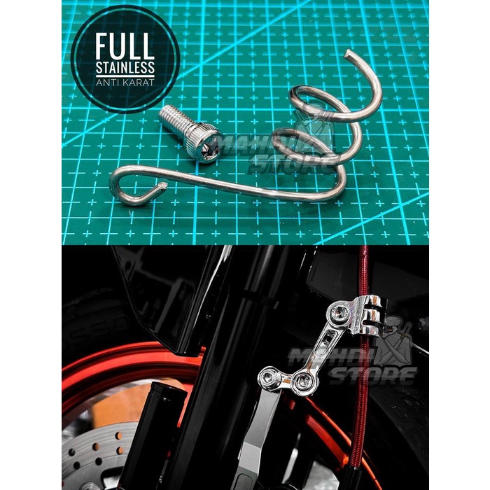 READY STOK DUDUKAN BREKET BRACKET SELANG REM CAKRAM SHOCK SOK DEPAN CUSTOM CNC CHROME VARIO BEAT