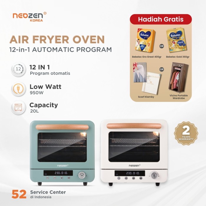 Ready- Neozen Air Fryer Oven - Low Watt 20Liter - IVORY