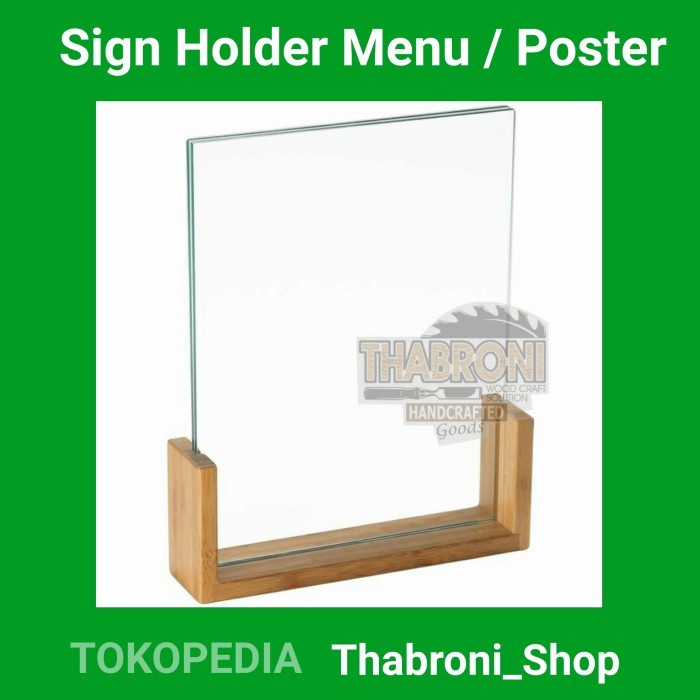 

[Exclusive] Sign Holder Kayu + Akrilik Polos Stand Poster Menu Meja Kayu & Akrilik